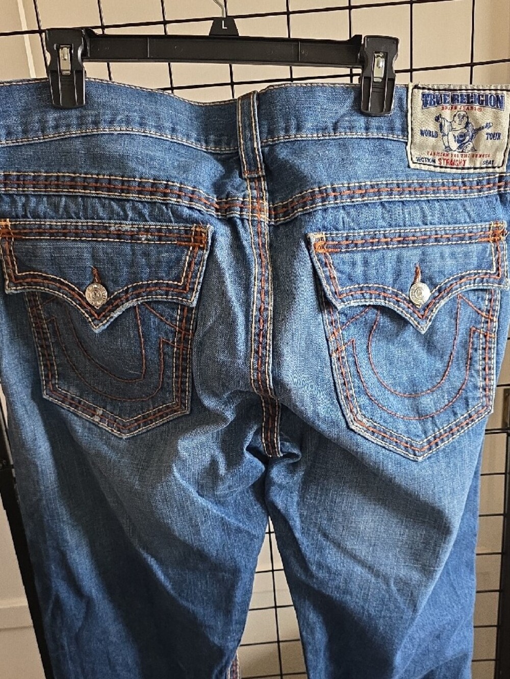 True Religion Men's Blue Denim Jeans with Contrast Stitching - Picture 7 of 13